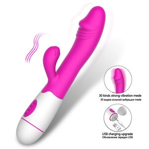 Вибраторы кроликов для женщин для женщин двойная вибрация USB Зарядка женская вагина Clitoris Massager G Spot Vibring Sexy Toys для взрослых предметов красоты