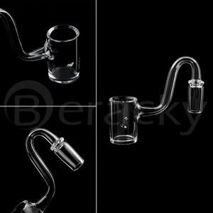 Banger al quarzo fumante con bordo smussato e collo piegato con 2 pezzi di tourbillon automatico / fori d'aria rotanti 10mm 14mm 18mm Chiodi senza cuciture per bong in vetro Dab Rigs