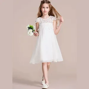 Girl's Dresses A-Line Knee Length Flower Girl Party Tulle Sleeveless Jewel Neck With Appliques