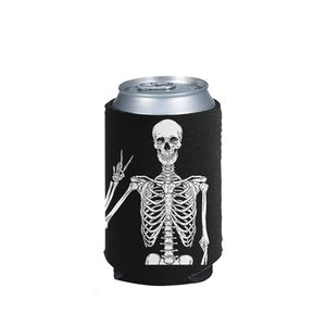 4pcs Black Skeleton Hide A Case Custom Insulated Thermal Beer Cover Bottle Sleeve Can Cooler 220707