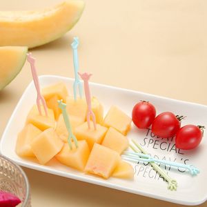 50pcs/lot Disposable Flatware Fruit Fork Mini Children Snack Cake Dessert Food Fruit Pick Toothpick Bento Lunches Party Decor