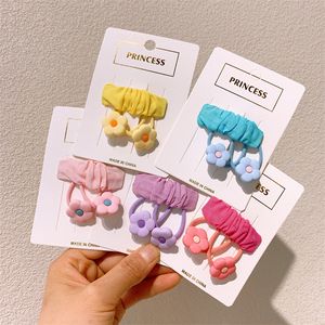 3 Pcs New Fashion Children's Fabric Folds BB Clip Sweet Girl Simple Fresh Colorful Flower Rubber Band Hair Rope Hair Accessories
