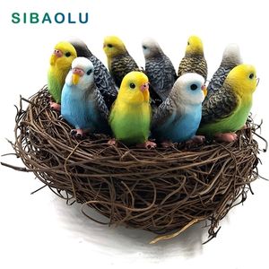 10pcs/simulação lote mini fofo parrot pássaro estatueta modelo animal decoração de casa em miniatura fada no jardim acessórios Figura 201210