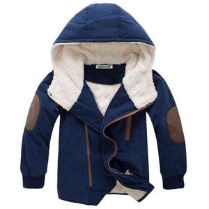 Winter Thick Boys Jackets 2021 New Warm Clothing Children Coat Plus Velvet Quilted Jacket Boy Hooded Jackets Mid-Length snowsuit J220718
