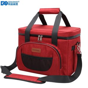 DENUONISS 1628L 40 Cans Cooler With Strap Picnic Sac Isotherme Insulated For Beer Big Meal Container Lunch Bag 220630