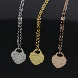 3 couleurs mode de luxe design de luxe amour collier femme paragraphe clavicule or peach coeur pendentif colliers beaux bijoux