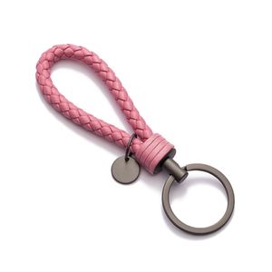 Handmade Braid Real Sheepskin Leather Woven Rope Keychain Wrist Rope Couple Key Chain Llavero Key Ring Key Holder Car Pendant 220516