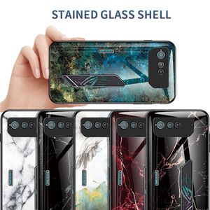 Färgglada hårda fodral för Asus Rog Phone 6 6D Glass Case Silicon Mirror Protection Cover