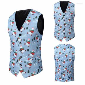 Gilet da uomo Moda Gilet da uomo Giacche da uomo Pupazzo di neve Natale Fancy Vintage Button Up Party Giacca senza maniche Uomo Top 202 Stra22