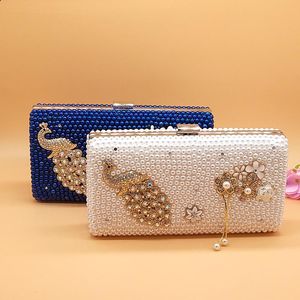 Evening Bags BaoYaFang Women Wedding Bag Bride Party Purse Day Clutches White Black Golden Pearl Single Chain Shoulder BagEvening