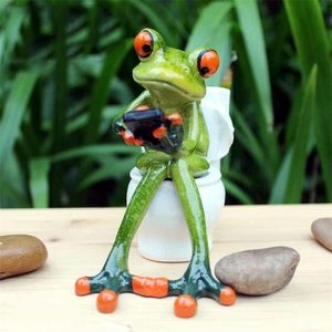 Yaratıcı 3D Reçine Kurbağa Figürinler Cabochon Kawaii El Sanatları Ev Dekoru Reçine Kurbağası Figürinler Tuvalet Süslemeleri