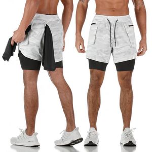 Running Shorts 2 In 1 Double-deck Quick Dry MEN Loose Multi-pocket Double-layer Fitness Pants Short Male Summer Sports Workout Bottoms