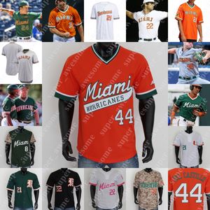 NCAA Miami Hurricanes Bayball Jersey CJ Kayfus Dominic Pitelli Yohandy Morres Дориан Гонсалез JR Maxwell Romero Jr Jacob Burke Edgardo Villegas Karson Ligon