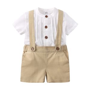 Новая детская одежда детская летние твердые официальные наборы рубашек шорты 2 шт.