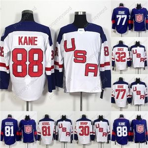 VIPCEOMIT 2016ワールドカップブランクチームUSAホッケージャージ32ジョナサンクイック67 Max Pacioretty 77 TJ Oshie 81 Phil Kessel 88 Patrick Kane Hockey Jersey