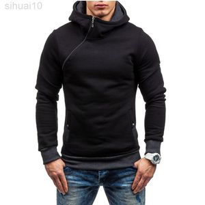 Herfst Streetwear Mannen Felpa con cappuccio Schuine Rits Heren Slanke Trainingspak Mannelijke Casual Jassen Felpe Trui Jas MY046 L220730