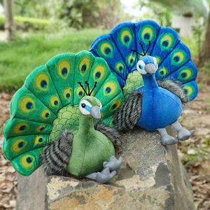 Lifelike GreenBlue Peacock Stuffed Plush Toy Soft Animal Bird Simulation Doll Xmas Birthday Gift Zoo Souvenirs J220704