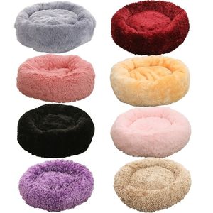 Soft Cat Dog House Long Plush Deep Sleep Pet filt Katter Mattor Bäddar för små t Bull Terrier Puppy Pets Bed Y200330