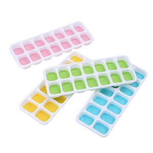 Stampo per vassoio per cubetti di ghiaccio in silicone a 14 griglie con coperchio trasparente Popsicle Kichen Summer Mold Fruit Maker Home Freezer Accessori Cub