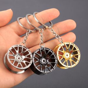 Keychains 1 PC Fashion Luxury Wheub Key Chain Zink Alloy Tyle Styling Car Ring Creative Auto Part FOB Accessoires