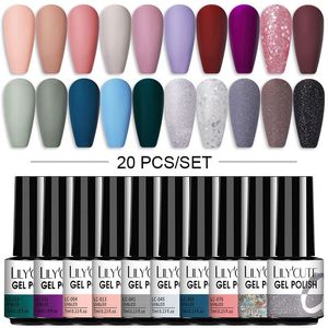 Kits de arte unhas lilycute 7ml gel de gel semi -permanente híbrido verniz fosco base top count de mernishas de LED UV de UV