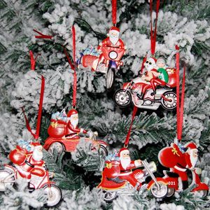 Ornamentos Motocicleta venda por atacado-Decorações de Natal Familydiy Ornamentos Papai Noel Motorcycle Resina Pingente DIY Árvore pendurada Decoração de casa pendente