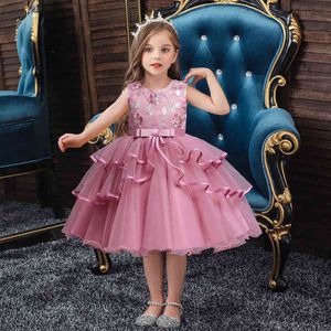 Estilo europeu Crianças fofas Criando roupas de bolo infantil vestido de noiva de garotas vestido requintado princesa tutu Princess Dress Y220510