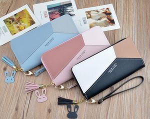 Designer Women 3 Color Patchwork Long Wallets Card Holders Fashion Lady Zipper Phone Clutch Coin Purse Handbags Travel Documents Passport Holders