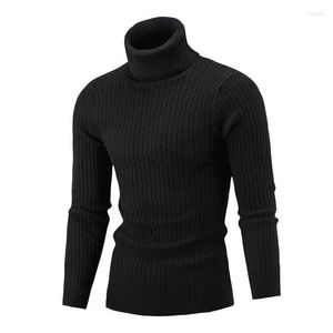 Suéteres masculinos Men Sweater de gola alta do outono de inverno de malha de malha de colarinho duplo slim pullover -40men's olga22
