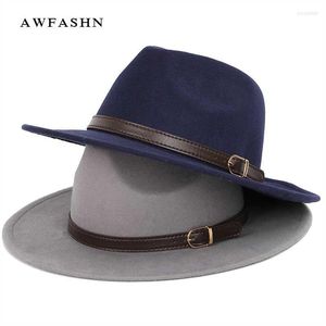 Breda randen hattar topp vintage hatt herrar fläsk paj kvinnors filt höst vinter mäns ull lyx kvinna ben stor storlek stora pros22