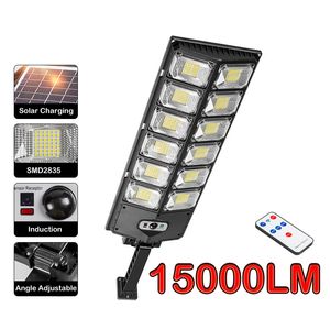 Ny 15000lm 8000W 504LED SOLAR STREET LJUS DUBBEL ROD Gator Lampor Solar Garden Lights Induktion Wall Lamp Outdoor Lighting