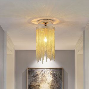 Guld / Silver Moderna Hängsmycke Lampor Sovrum Matsal Dekoration Tassel Kedja Kök Led Pendant Lamp Hallway Inomhusbelysning