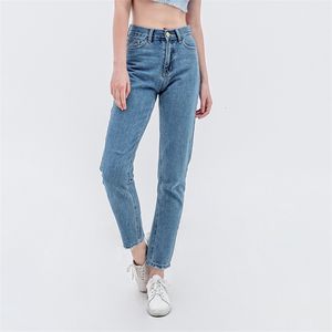 Jeans Boyfriend per donna Jeans mamma a vita alta Plus Size Pantaloni jeans denim blu chiaro CJ191203