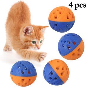 Cat Toys Bell Funny Kitten Chasing Toy Interactive Plastic Kitten Jingle Ball Chew Pet Training Suppliescat