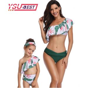 Mother Daughter Swimsuits Flower Mommy And Me Swimwear Bikini Family Matching Clothes Look Mom Bathing Suit 220425