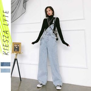 Frauen Jeans Hosenträger Lose Gerade Denim Overalls Casual Damen Overall Strampler Mode Streetwear Weibliche 210608