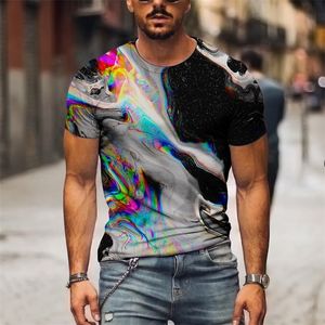Summer Crew Neck 3D Kolorowa koszulka dla mężczyzn w pełni drukowane koszulki krótkie rękawy Letnie koszule swobodne