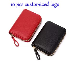 2022 Men Women's Leather RFID Small Indexer Wallets Billfold Card Holders Coin Purses accept customized logo
