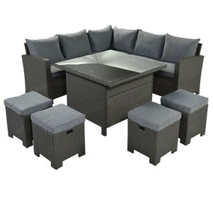 Wholesale Patio Furniture Set 8 Piece Outdoor Conversation Set Dining Table Chair with Ottoman Cushions