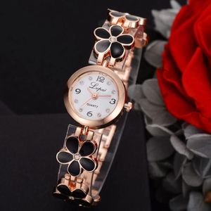 Avanadores de pulso Assista Ladies 2022 Moda simples Daisy Flower Gold Rhinestone Bracelet Girls Dress Classic WatchWristwatches