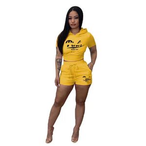 Toppar och cyklister Shorts Two Piece Set Tracksuits 2023 Sumemr Kort ärm Tracksuit For Women Casual Outfits Fitness Clothing