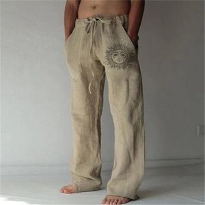 Pantaloni da jogging oversize in lino di cotone da uomo vintage estivo Hip Hop Avatar Stampa pantaloni da uomo larghi taglie forti da uomo 220325