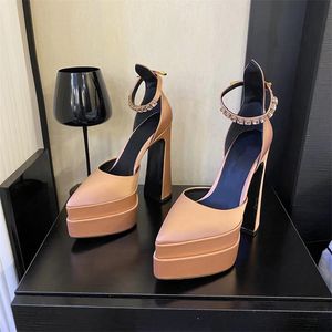 Sexy Women's Sandals Genuine Leather Pumps Summer New Thick High-Heel Platform Designer Wedding Shoes