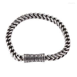 Link Chain 6mm Stainless Steel Curb Cuban Magnetic Clasp Bracelet For Men Punk Style Male Jewelry Wrist Accessories Gift GS0056