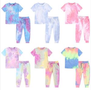 Bambini Designer Abbigliamento Tie Dye Abbigliamento Set Ragazze stampate Manica corta Top Pantaloni Abiti T-shirt T-shirt Pantaloni Suits Boys Moda Shirt Shirt Pant Leisure Wear 2pcs / Set BD7988