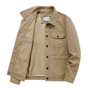 McIKKNY Fashion Men's Spring Casual Corduroy Jackets Multi Pockets Solid Color outwear rockar för manlig klädstorlek M-5XL T220728