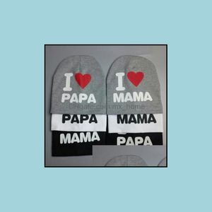 Neue Babymütze aus Baumwolle, gestrickt, warme Mütze für Kleinkinder, Babys, Kinder, Mädchen, Jungen, Mütze, I Love Papa Mama Print, Drop-Lieferung, 2021, Mützen, Hüte, Zubehör