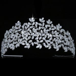 Crown Hadiyana Liście Design Vintage Kobiety Wedding Bridal Hair Accessories Party Tiary i cyrkon sześcienny BC5170 Corona 220804