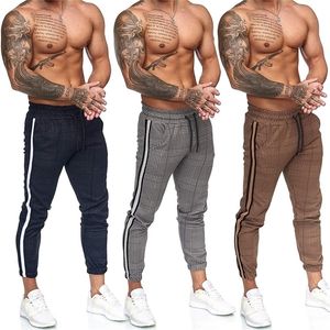 Men Striped Joggers Pants Brand New Houndstooth Slim Fit Sweatpants Mens Casual AnkleLength Trousers Male Fashion Pants 201118