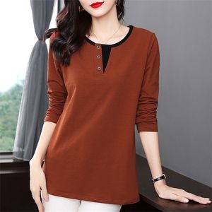 Spring Fashion Plus Size T Shirt Woman O Neck Long Sleeve T-shirt Korean Style Oversized Women s 220321